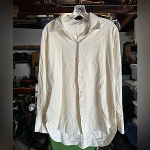 Lacausa long sleeve button up cream shirt size W Medium